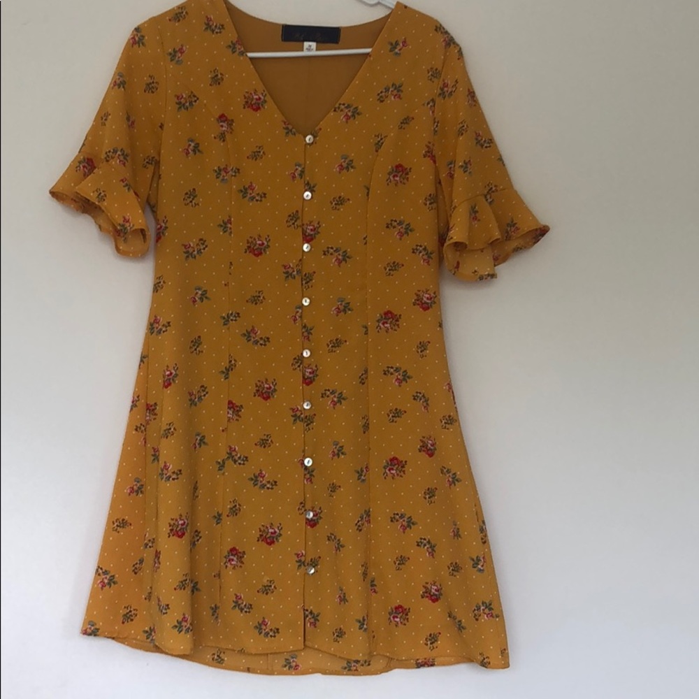 Yellow flower print dress